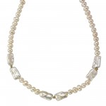 Faszinierendes 585 Gold Collier mit Süsswasser und Biwa Perlen