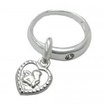 Taufring aus 925 Sterling Silber mit einem Engel im Herz und Zirkonia Stein