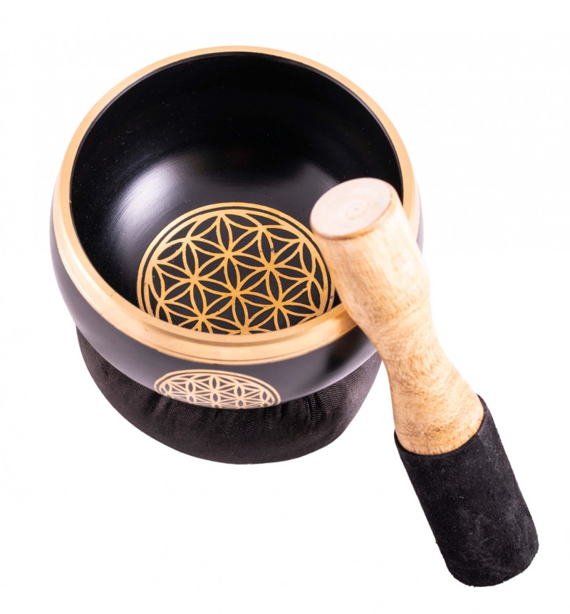 Klangschalen Set Blume des Lebens mit Klöppel und Kissen ∅ 11,5 cm