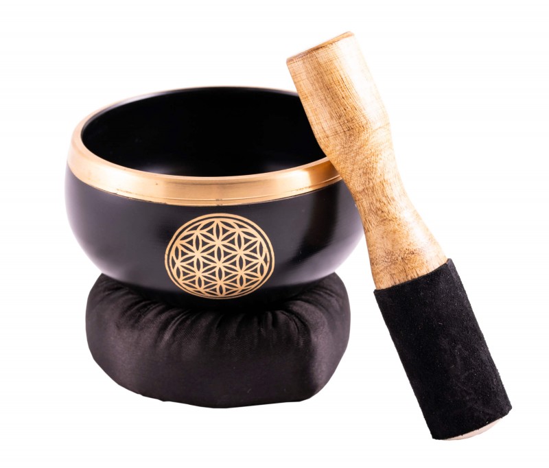 Klangschalen Set Blume des Lebens mit Klöppel und Kissen ∅ 11,5 cm
