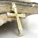 Kreuz Anhänger 375 Gold 9 Karat bicolor