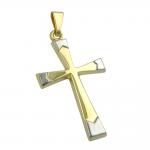 Kreuz Anhänger 375 Gold 9 Karat bicolor