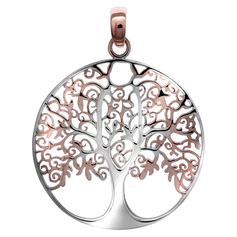 Lebens Baum Anhänger aus 925 Silber mehrfarbig glänzend 4,2 cm