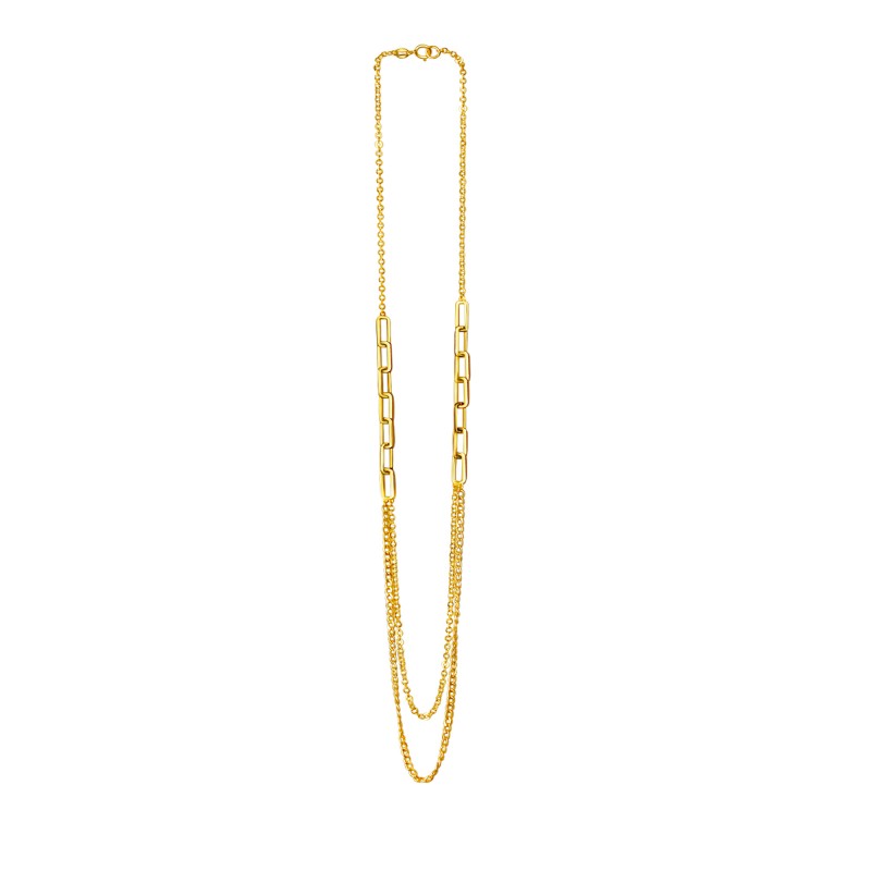 Moderne Layer Kette aus hochwertigem 375 Gold 9 Karat 45 cm