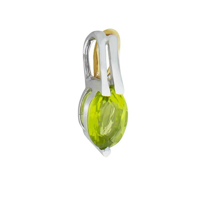 Moderner 375 Gold Bicolor Anhänger mit einem Peridot Stein 9 Karat