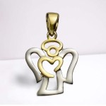 Niedlicher trendiger Herz Goldengel aus 333 Gelbgold 2,05 cm bicolor