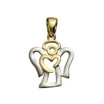Niedlicher trendiger Herz Goldengel aus 333 Gelbgold 2,05 cm bicolor