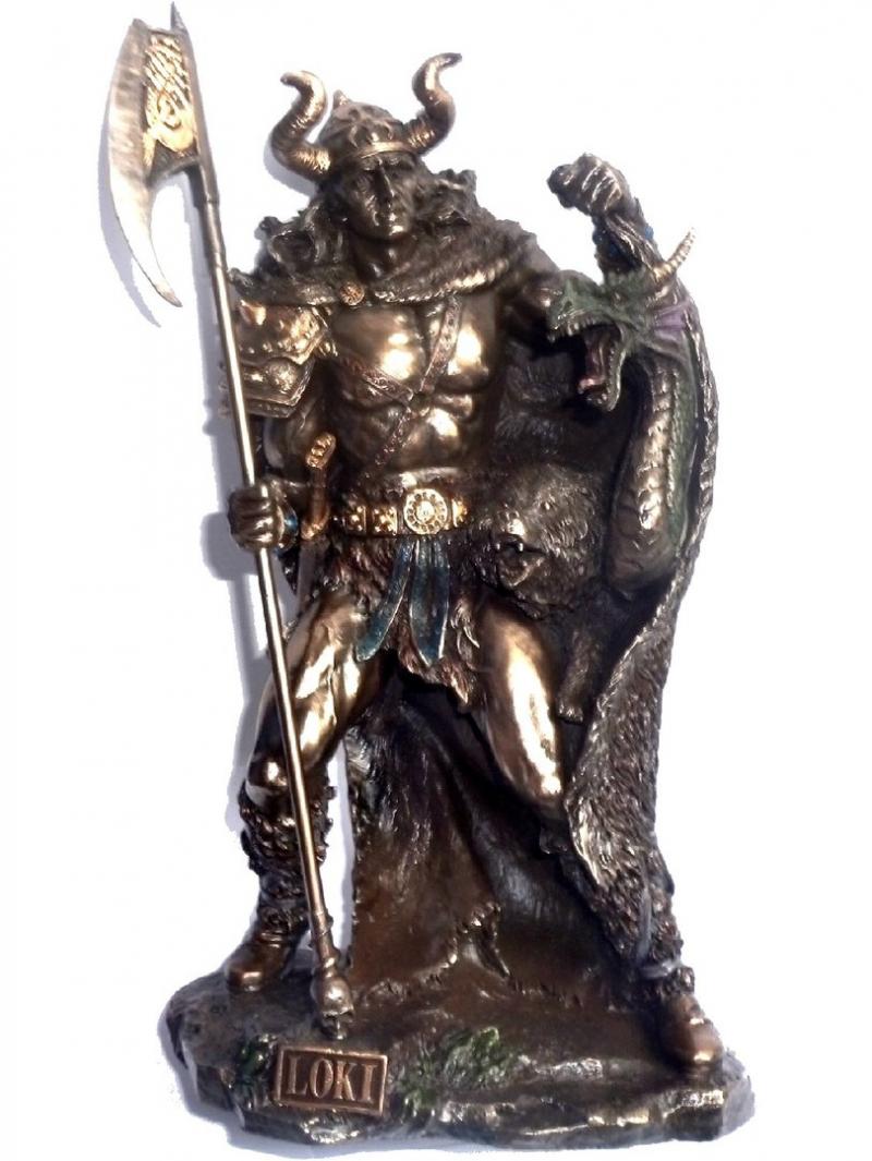 Nordischer Gott Loki aus Polyresin - bronziert