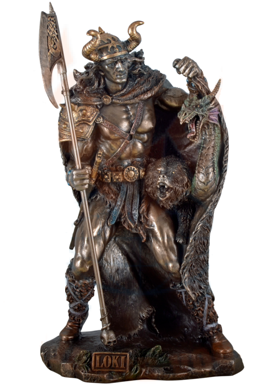 Nordischer Gott Loki aus Polyresin - bronziert