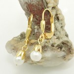 Ohrbrisur 375 Gold mit Süsswasserperle 25 x 5 mm