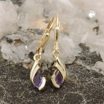 Ohrbrisur Ohrhänger aus 375 Gold 9 Karat in Tropfenform 25 x 5 mm mit Amethyst Steinen
