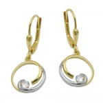 Ohrbrisur 375 Gold bicolor mit Zirkonstein 28 x 11 mm