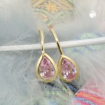 Ohrbrisur Tropfen 375 Gold 9 Karat mit pinken Zirkonia