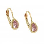Ohrbrisur Tropfen 375 Gold 9 Karat mit pinken Zirkonia