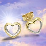 333 Gold Herz Ohrstecker im modernen bicolor Design 8 Karat