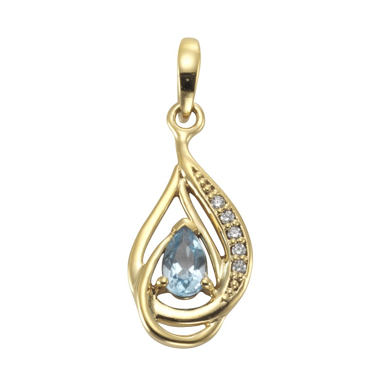 375 Gold Anhänger mit Zirkonia Steinen 2,3 cm