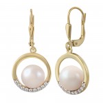 Ohrhänger aus 375 Gold 2,9 cm mit Süsswasser Perle 9 Karat