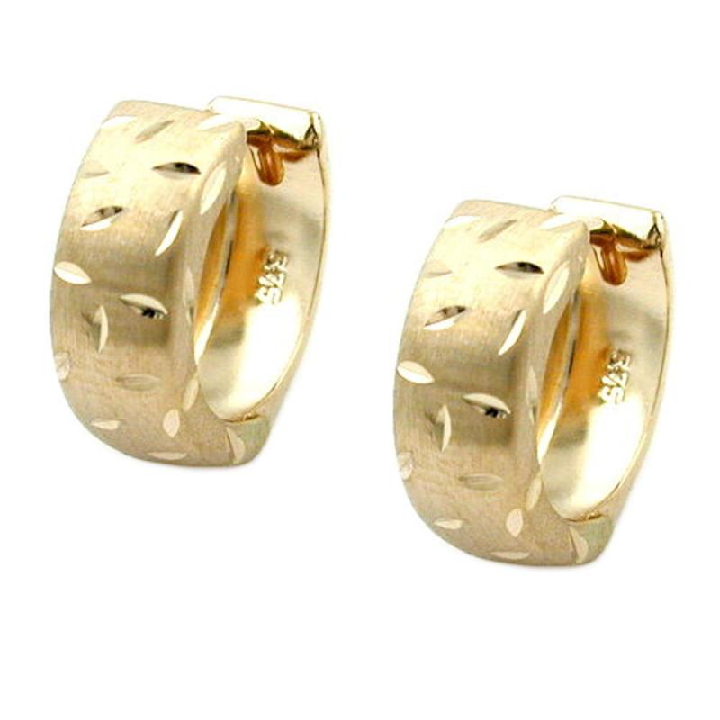 375 Gold Creole matt diamantiert 9 Karat