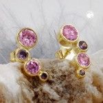 375 Gold Ohrstecker mit pinken Zirkonia Steinen 9 Karat
