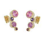 375 Gold Ohrstecker mit pinken Zirkonia Steinen 9 Karat