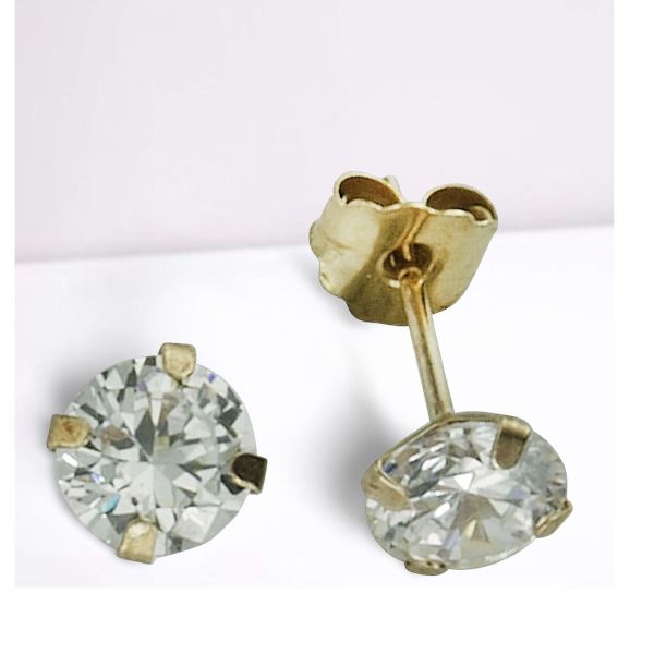 Ohrstecker 333/- Gold 0,6cm Zirkonia