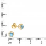 Prachtvolle 375 Gold Ohrstecker mit je einem Blautopas und Diamanten