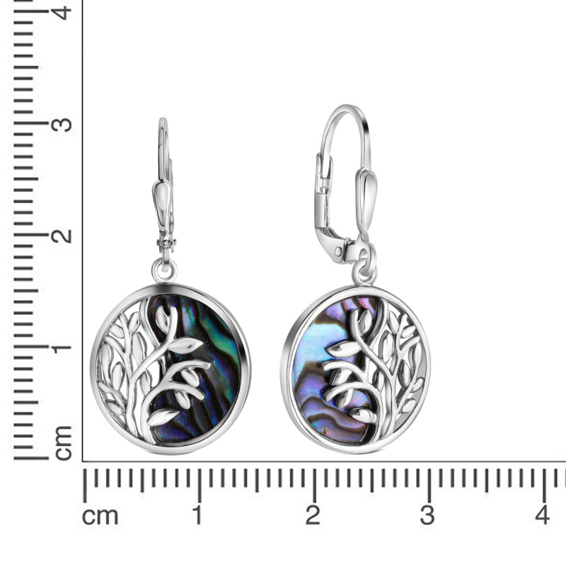 Rund Alabone Muschel Ohrhänger 925 Silber Floral Design