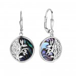 Rund Alabone Muschel Ohrhänger 925 Silber Floral Design