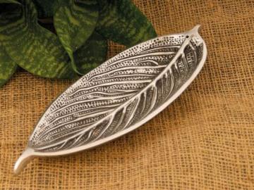 Räucherstäbchenhalter Blatt aus Weißmetall ca. 25 cm