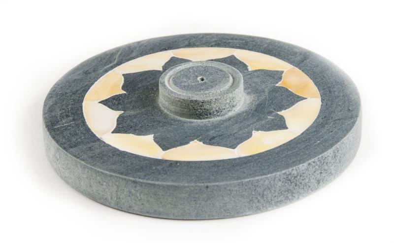 Lotus mit Perlmutteinlage - Specksteinhalter 10 cm