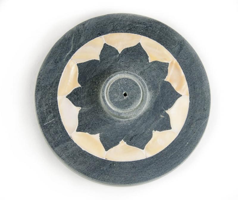 Lotus mit Perlmutteinlage - Specksteinhalter 10 cm