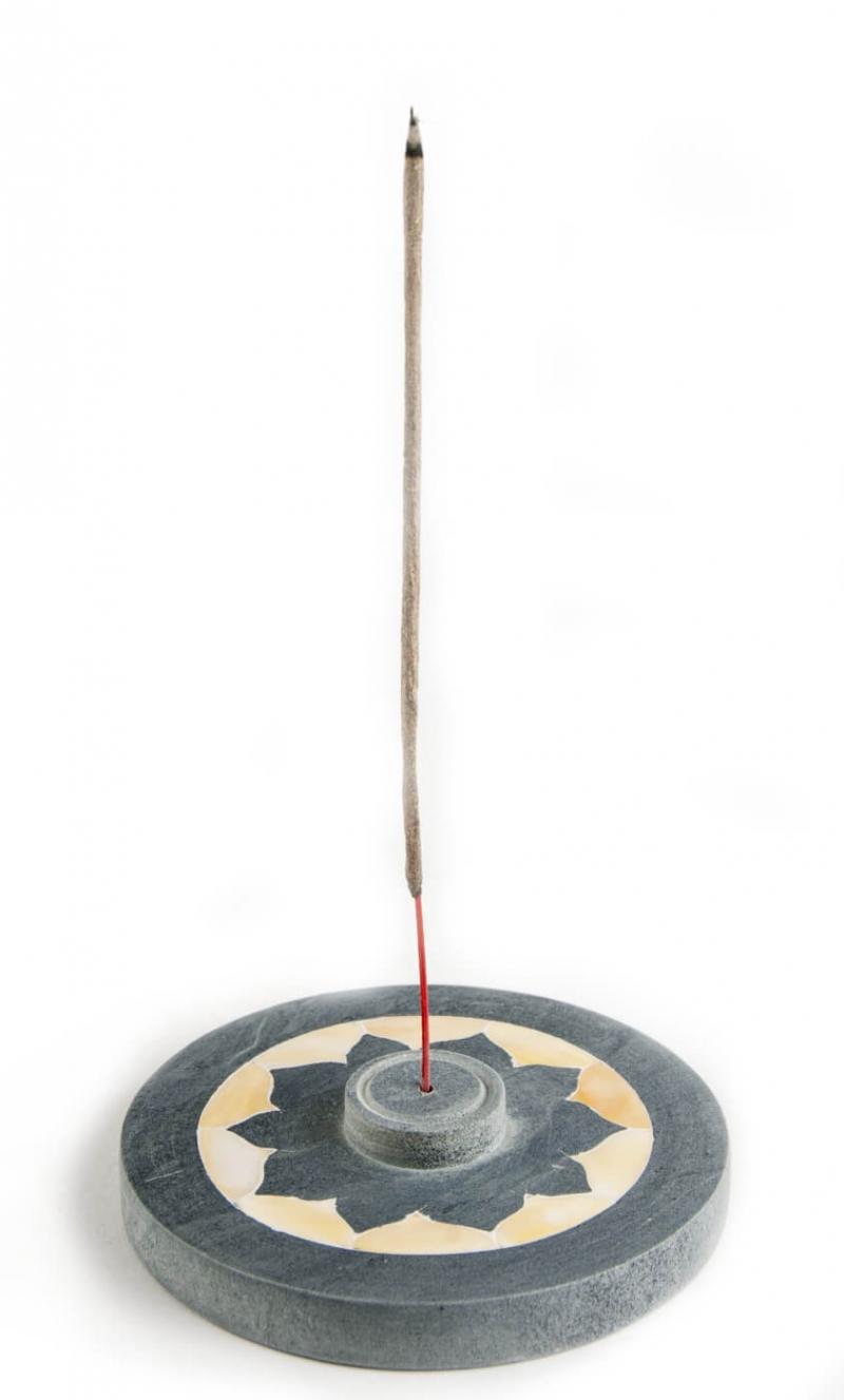 Lotus mit Perlmutteinlage - Specksteinhalter 10 cm