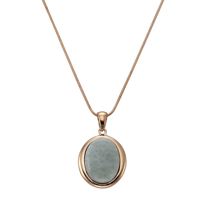 Schlangenkette 925 Silber rotvergoldet 45 cm mit Larimar Edelstein