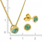 Schönes Schmuckset Kette 45cm Ohrhänger 925 Silber vergoldet mit Türkisen