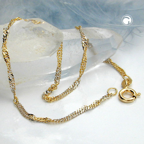 585 Gold Armband Singapurkette im Bicolor Design 14 Karat