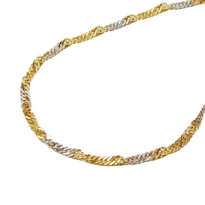 585 Gold Armband Singapurkette im Bicolor Design 14 Karat