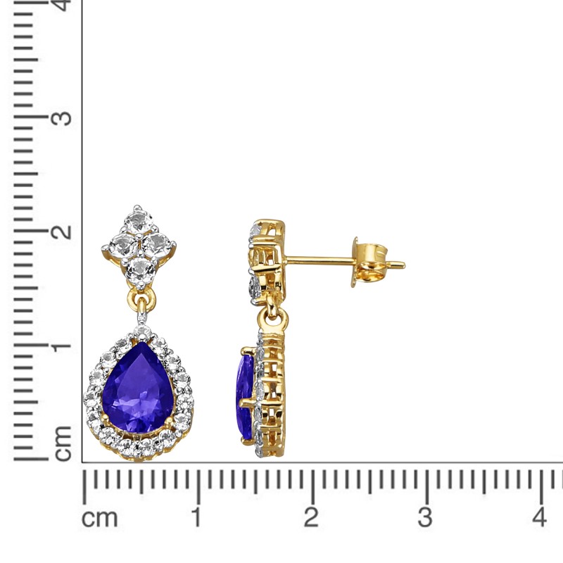 Sehr edle 585 Gold Ohrhänger 14 Karat mit Iolith Edelstein 0,85 Karat