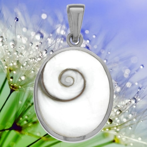 Shiva Auge 925 Silber Anhänger mit Muschelkernperle