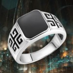 Siegelring mit Achat aus 925 Silber mit edlem Seitenmuster