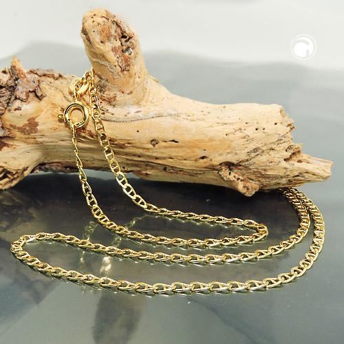 Stegpanzerkette aus 375 Gold 9 Karat 2fach diamantiert 45 cm