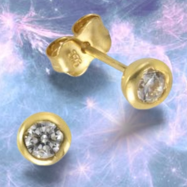 Klassische 375 Gold Ohrstecker mit Zirkonias 9 Karat