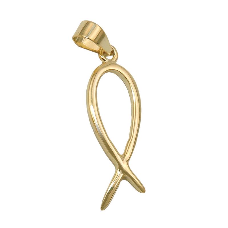 Anhänger Fisch Symbol 375 Gelbgold
