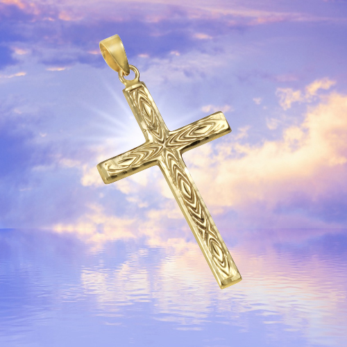 Kreuz Anhänger aus 375 Gelbgold Länge 3,7 cm