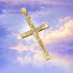 Kreuz Anhänger aus 375 Gelbgold Länge 3,7 cm