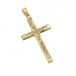 Kreuz Anhänger aus 375 Gelbgold Länge 3,7 cm