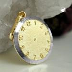 Taufuhr 375 Gelbgold Gravur Anhänger im trendigen Bicolor effekt