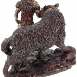Tyr - der nordische Kriegsgott mit Fenryswolf - polyresin bronziert
