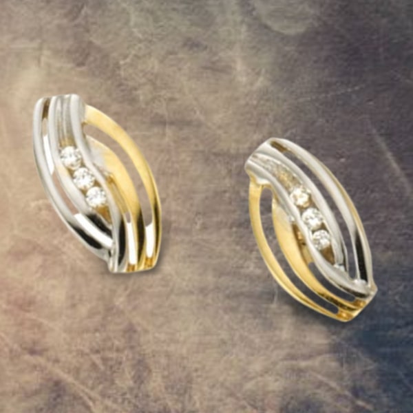 Stilvolle Ohrstecker aus 333 Gold mit Zirkonia Steinen 8 Karat