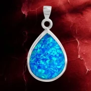 925 Silber mit blauem synth. Opal schönes Farbspiel 2,8 cm