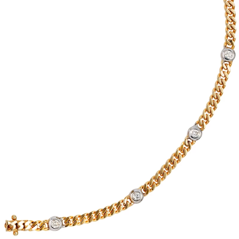 Exklusives 585 Gold Armband mit 6 Diamant-Brillanten 19 cm